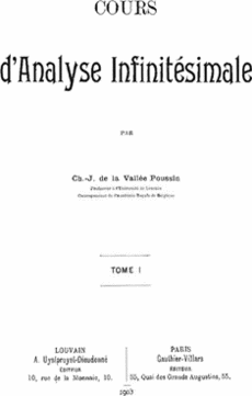 Voorblad van de cursus Cours d'analyse infinitësimale, (1903).